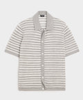 Cropped Pointelle Linen Sweater Polo