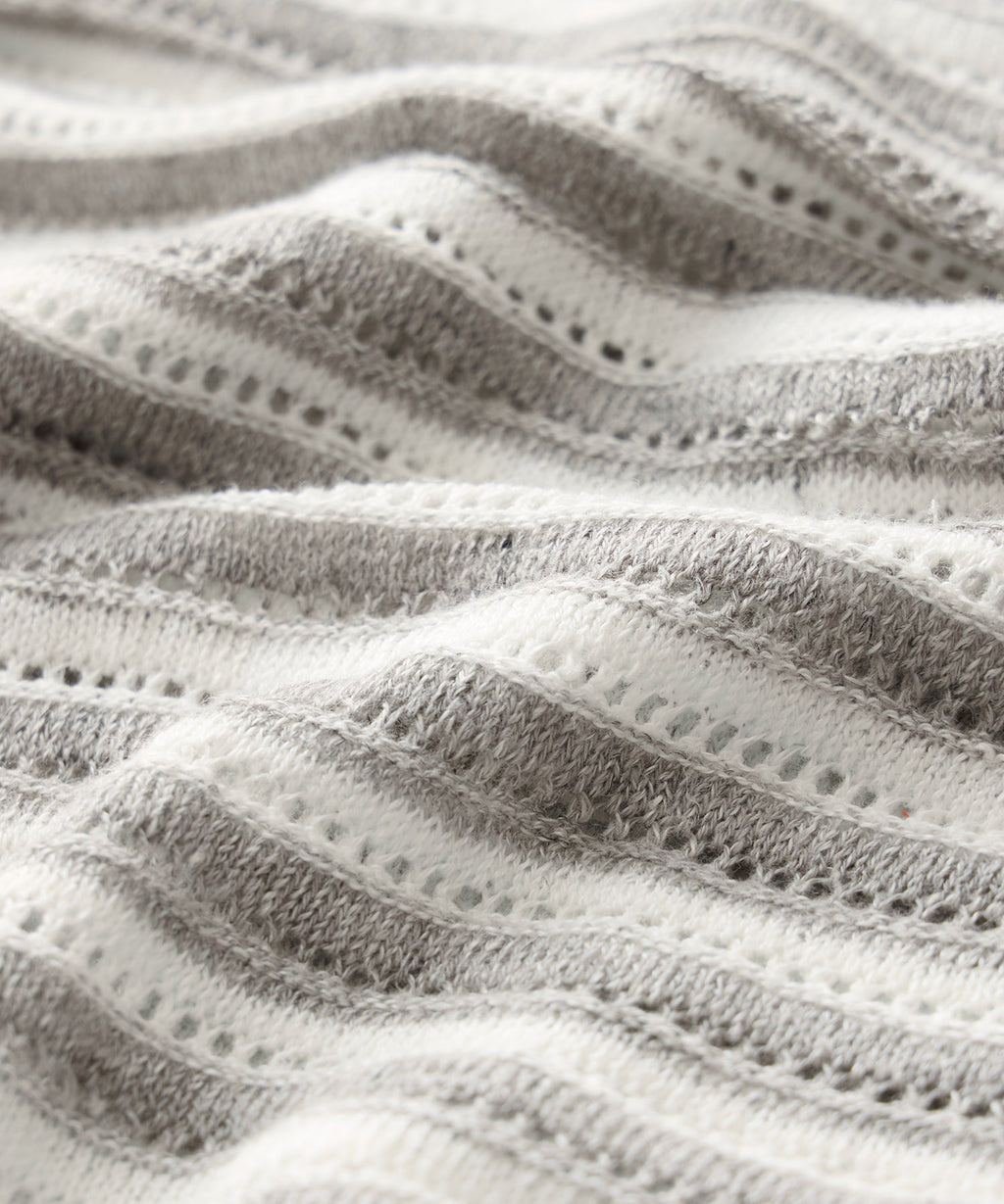 Cropped Pointelle Linen Sweater Polo