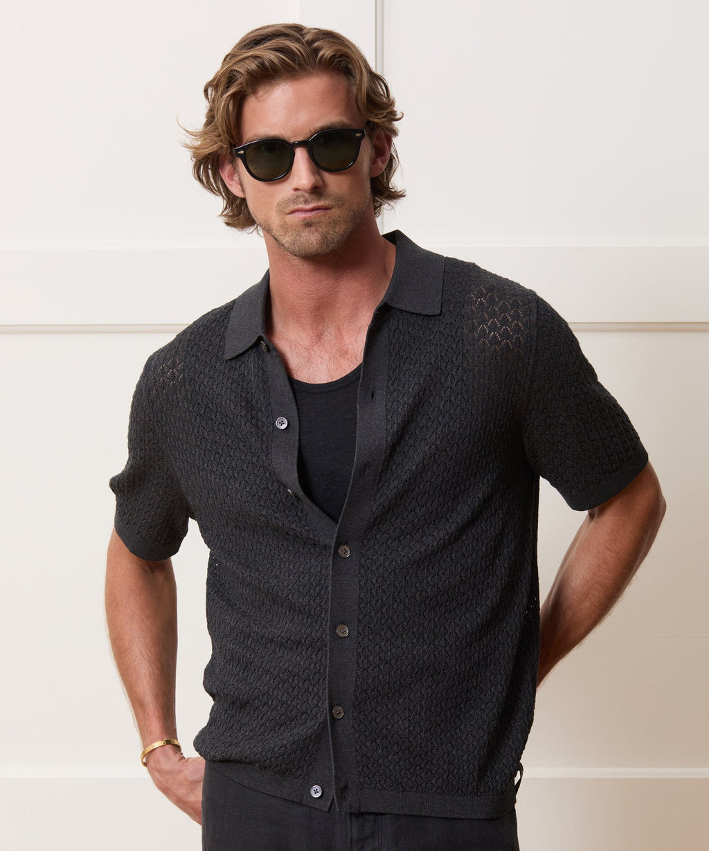 Silk-Cotton Sweater Polo