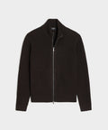 MERINO FULL ZIP SWEATER-Brown