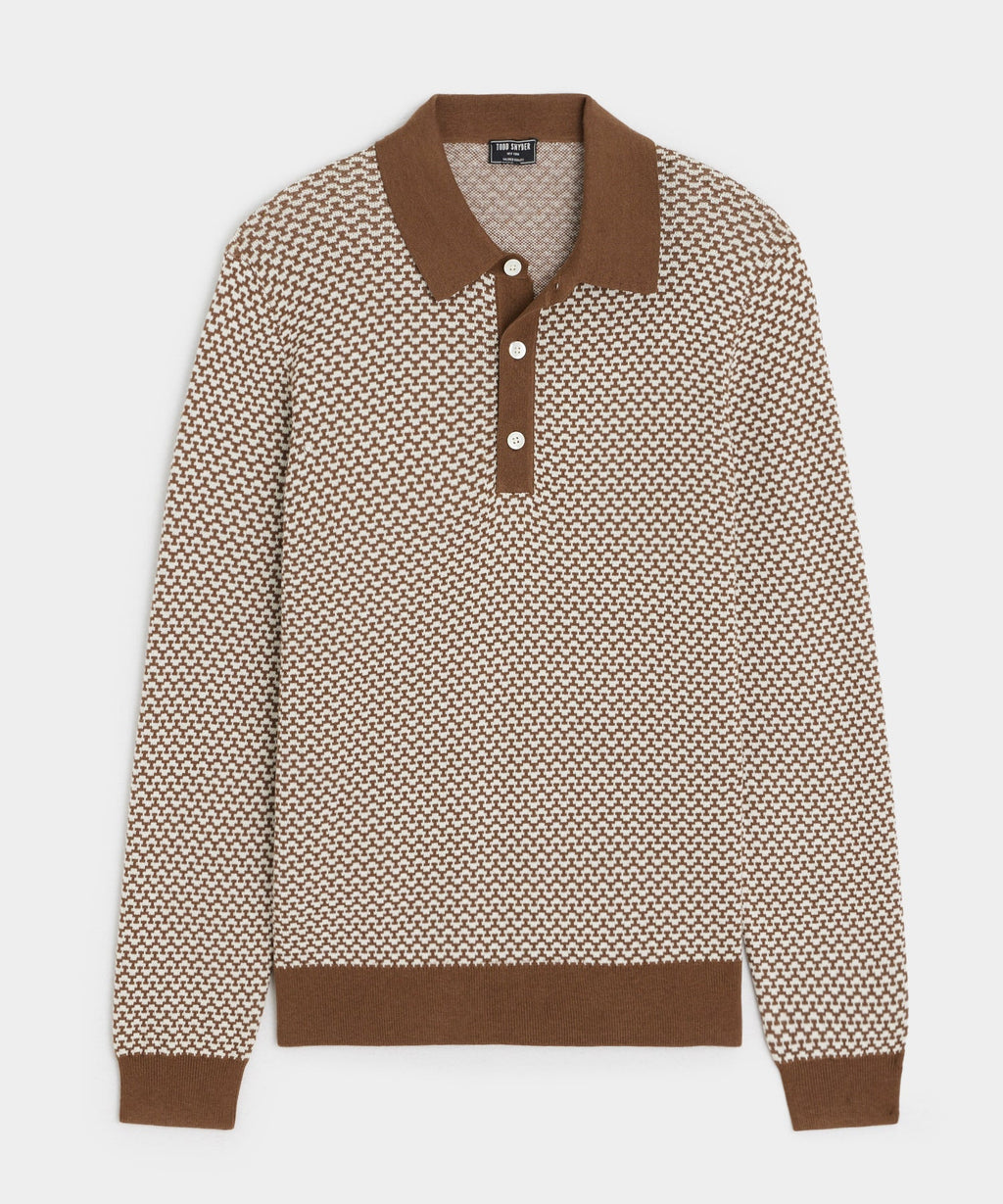Silk-Cotton Geo Sweater Polo