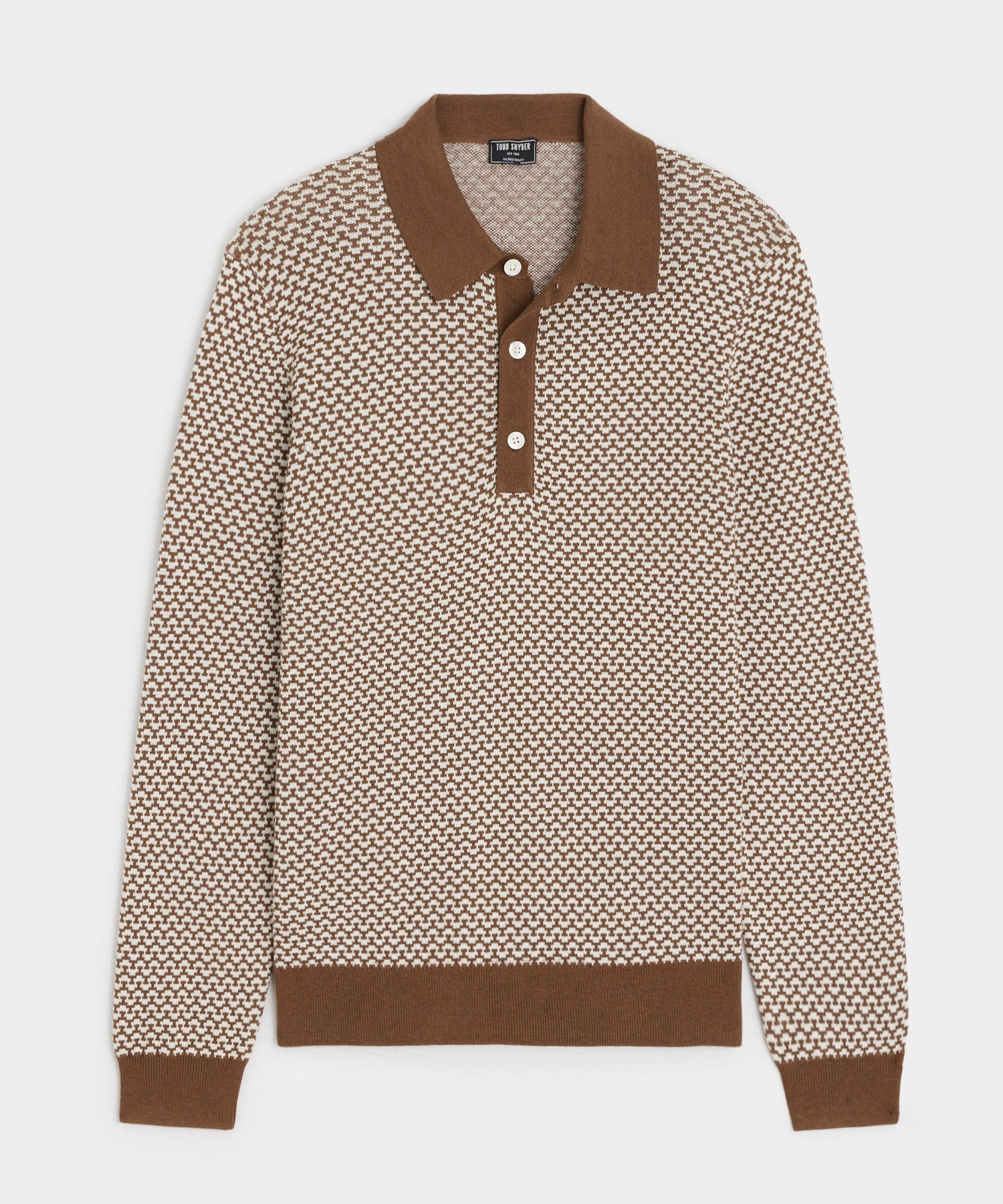 Silk-Cotton Geo Sweater Polo