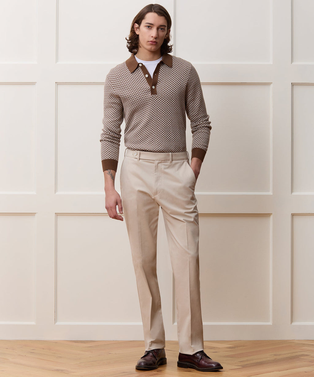 Silk-Cotton Geo Sweater Polo