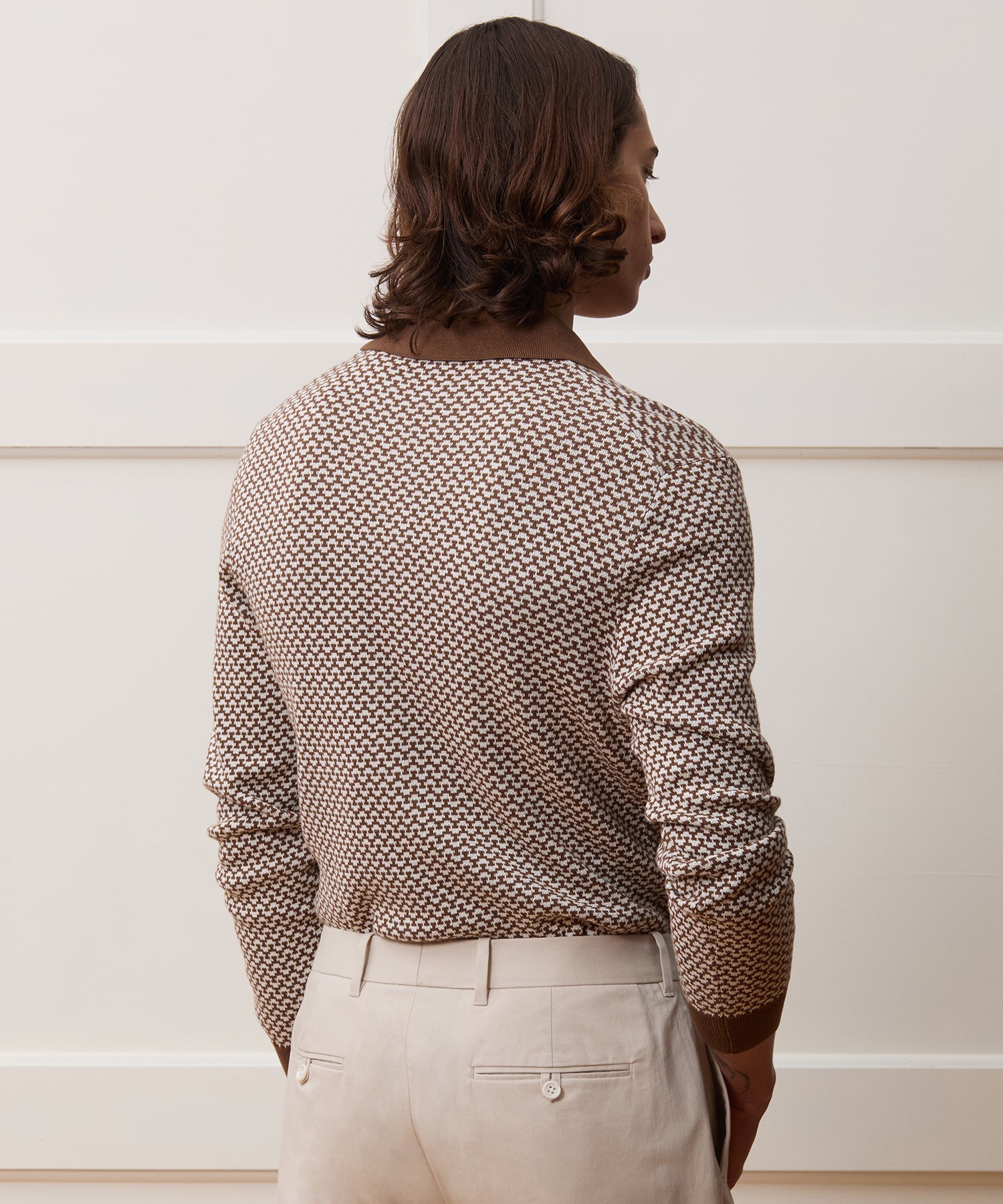 Silk-Cotton Geo Sweater Polo