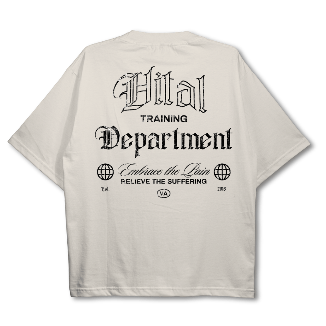 Oversized Pump Cover T-Shirt - Beige Training Dept