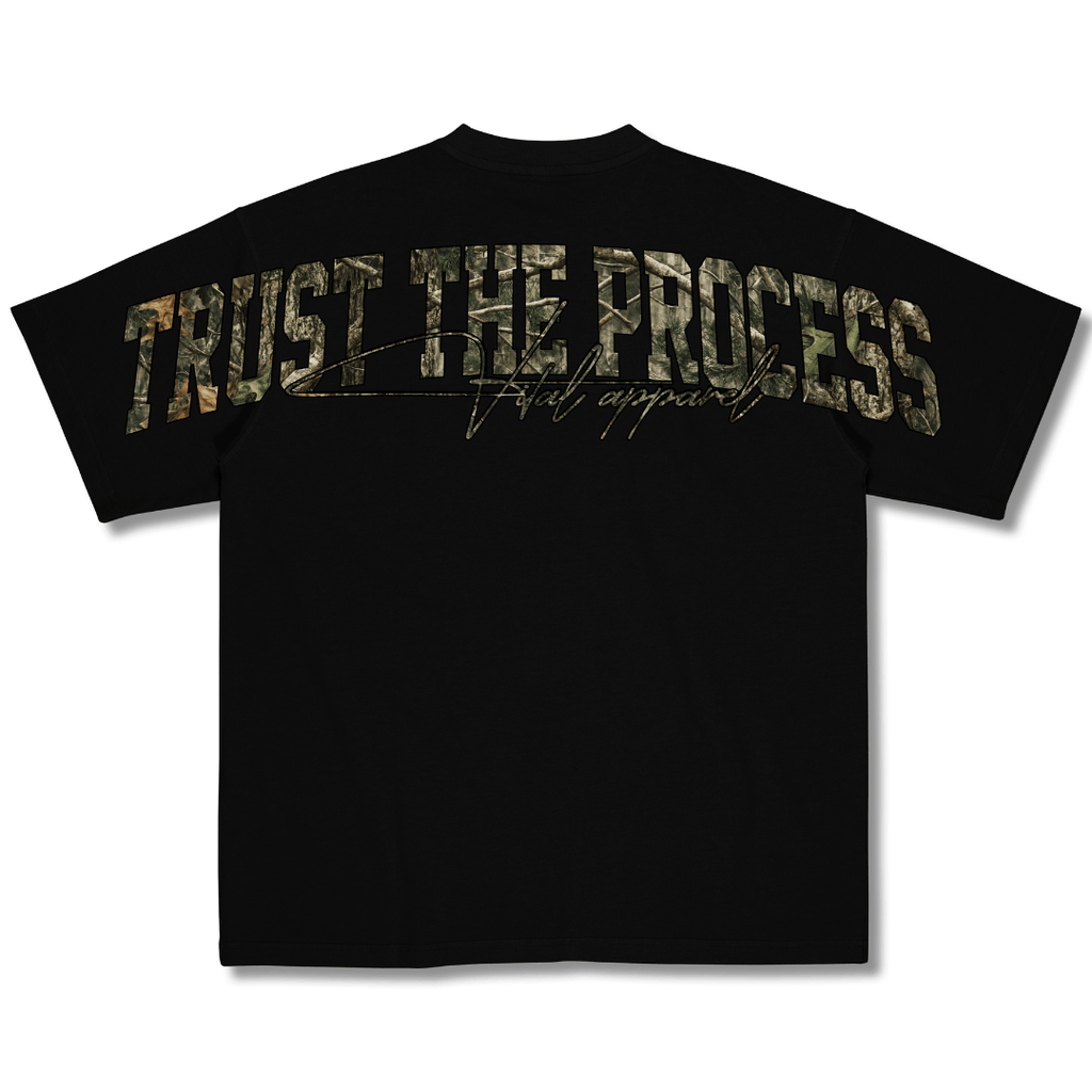 Oversized Pump Cover T-Shirt - VITAL APPAREL Trust the Process/Forest Camo