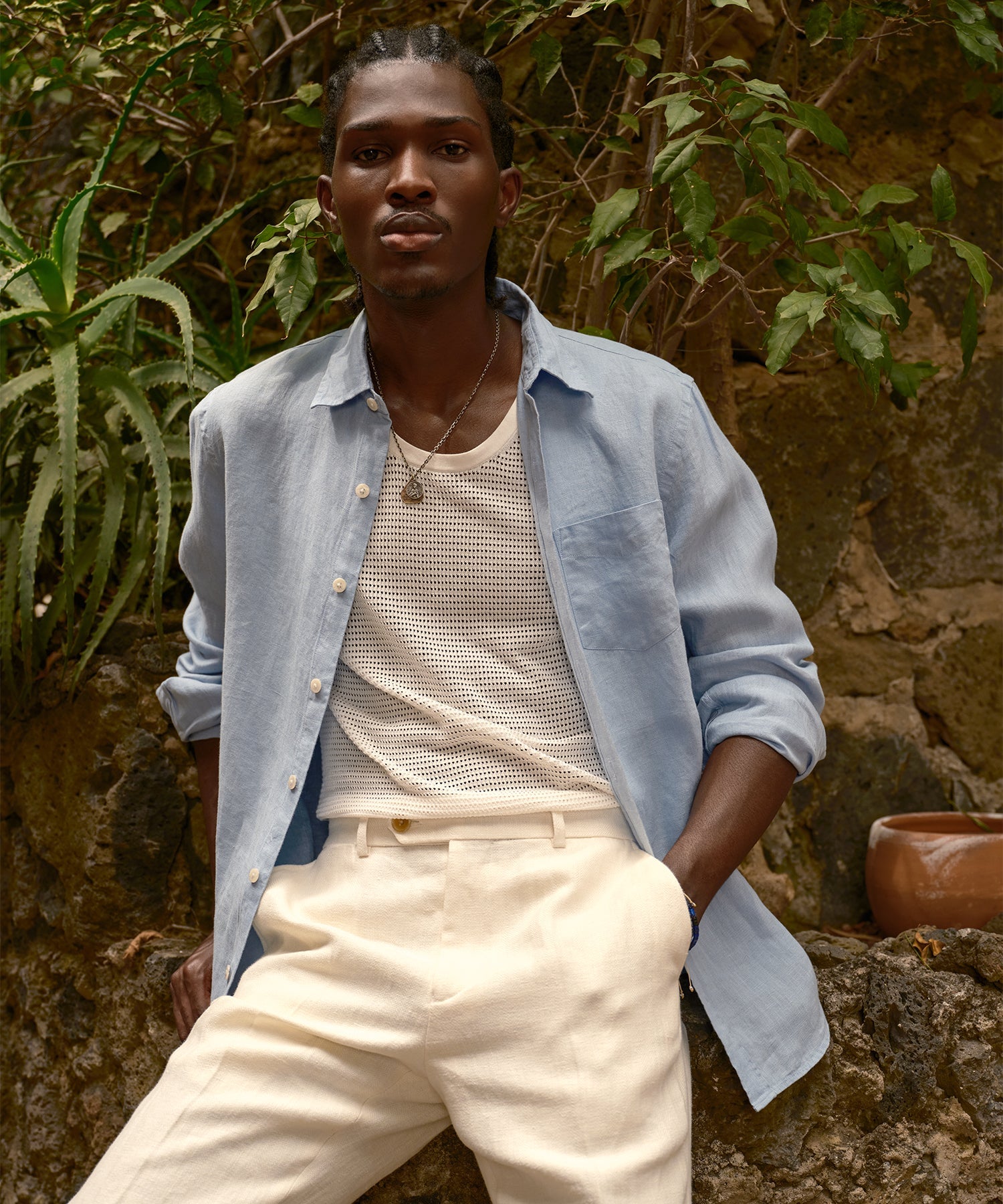 Sea Soft Irish Linen Point Collar Shirt