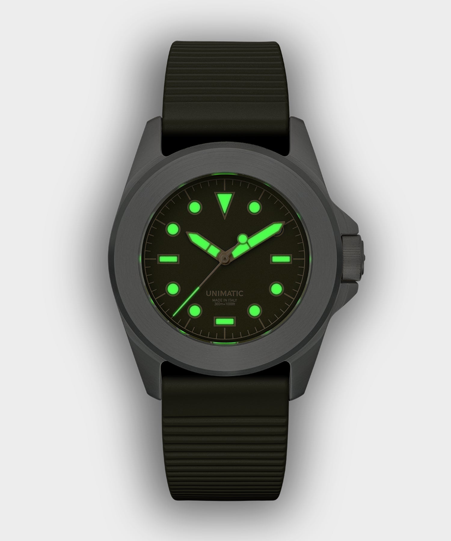 Unimatic U4S Classic Military Watch in Olive with silver dial