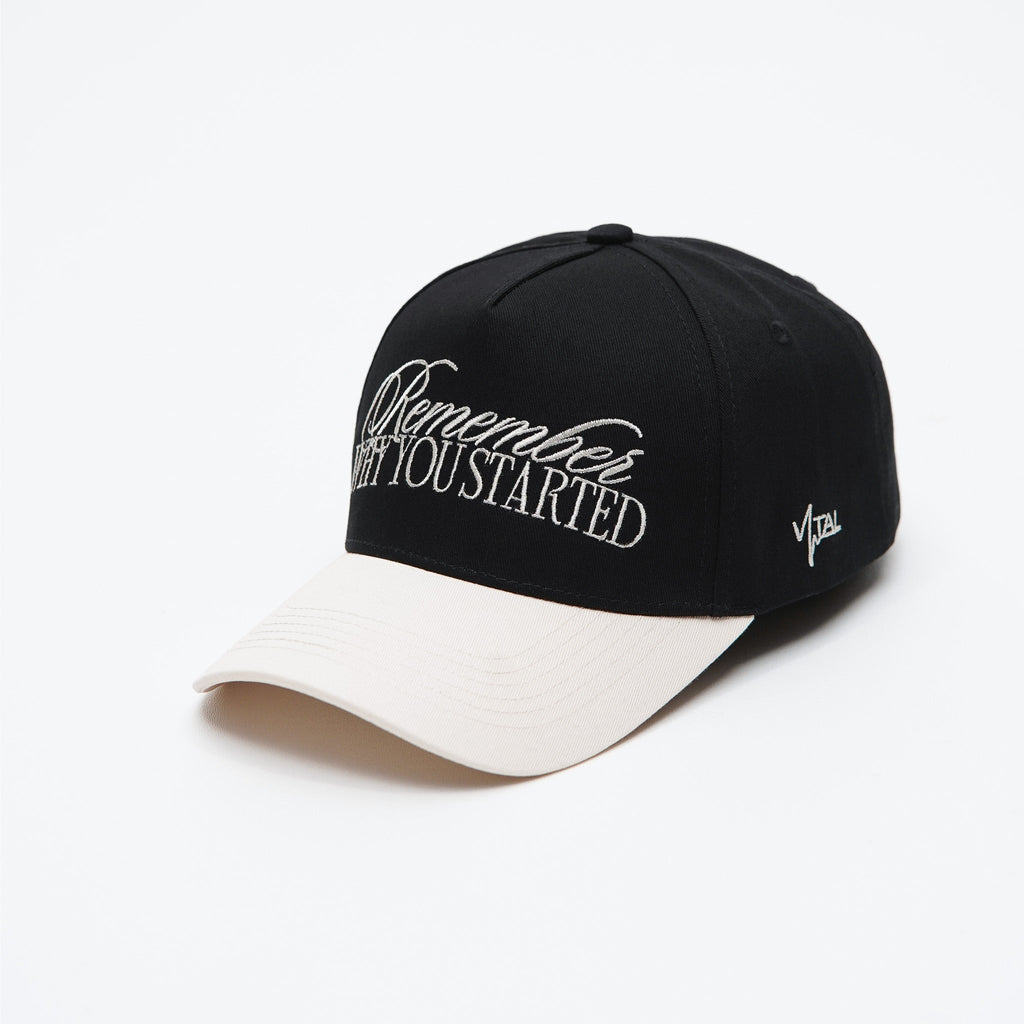A Frame Snapback Hat - Black/Off-White Remember Why You Started