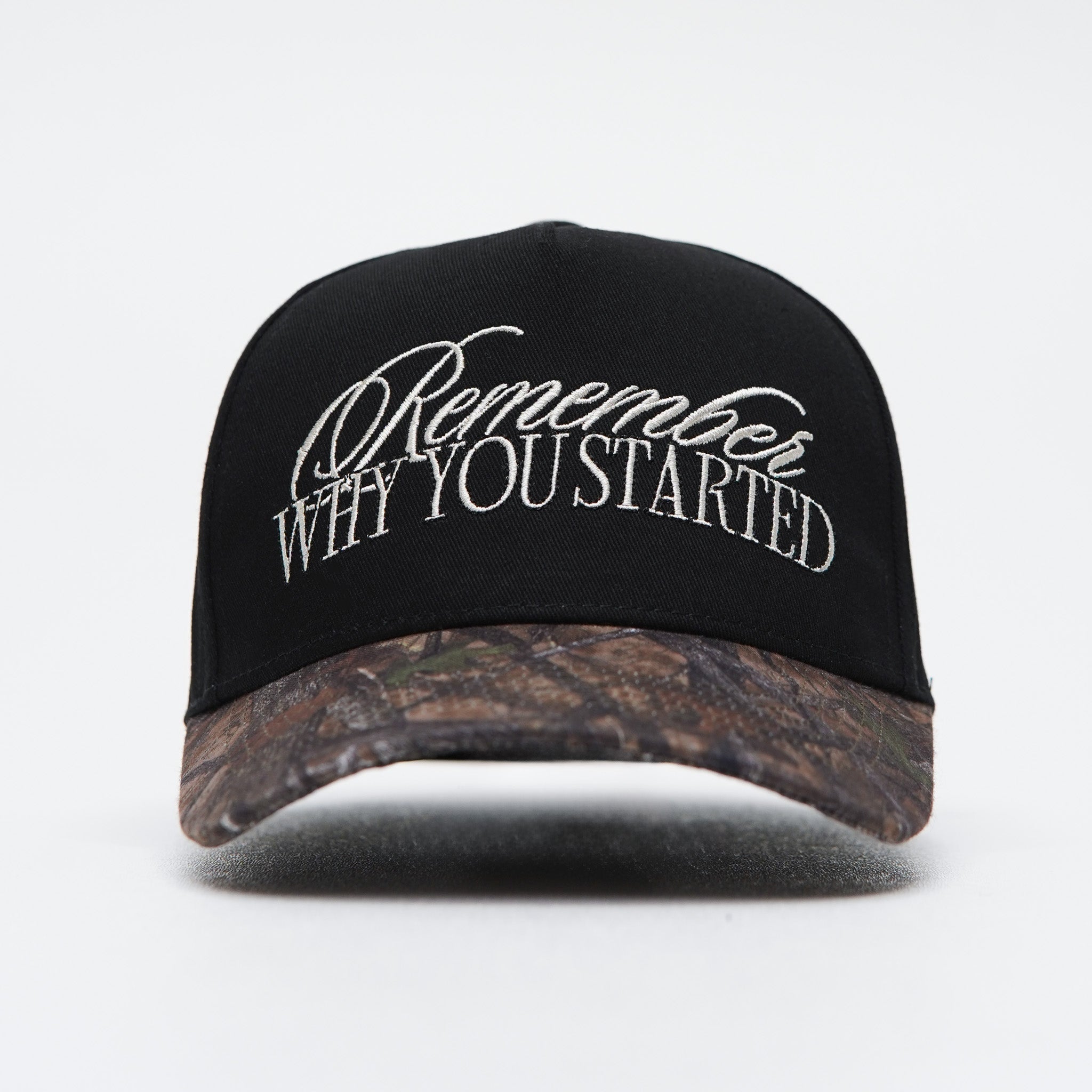 A Frame Snapback Hat - Black/Woodland Camo Remember Why You Started