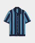 Silk-Cotton Striped Full-Placket Sweater Polo