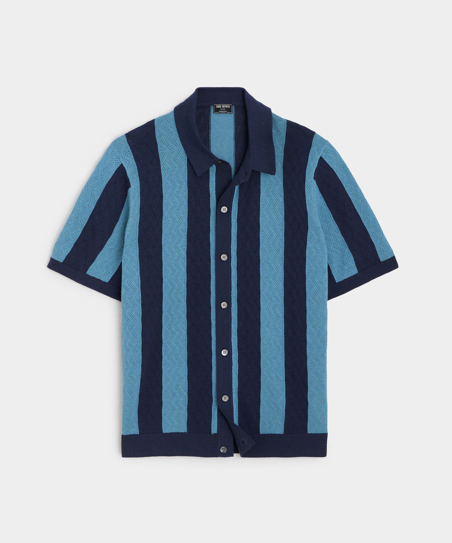 Silk-Cotton Striped Full-Placket Sweater Polo
