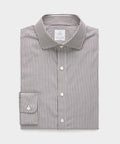 Spread Collar Poplin Dress Shirt in Brown Banker Stripe