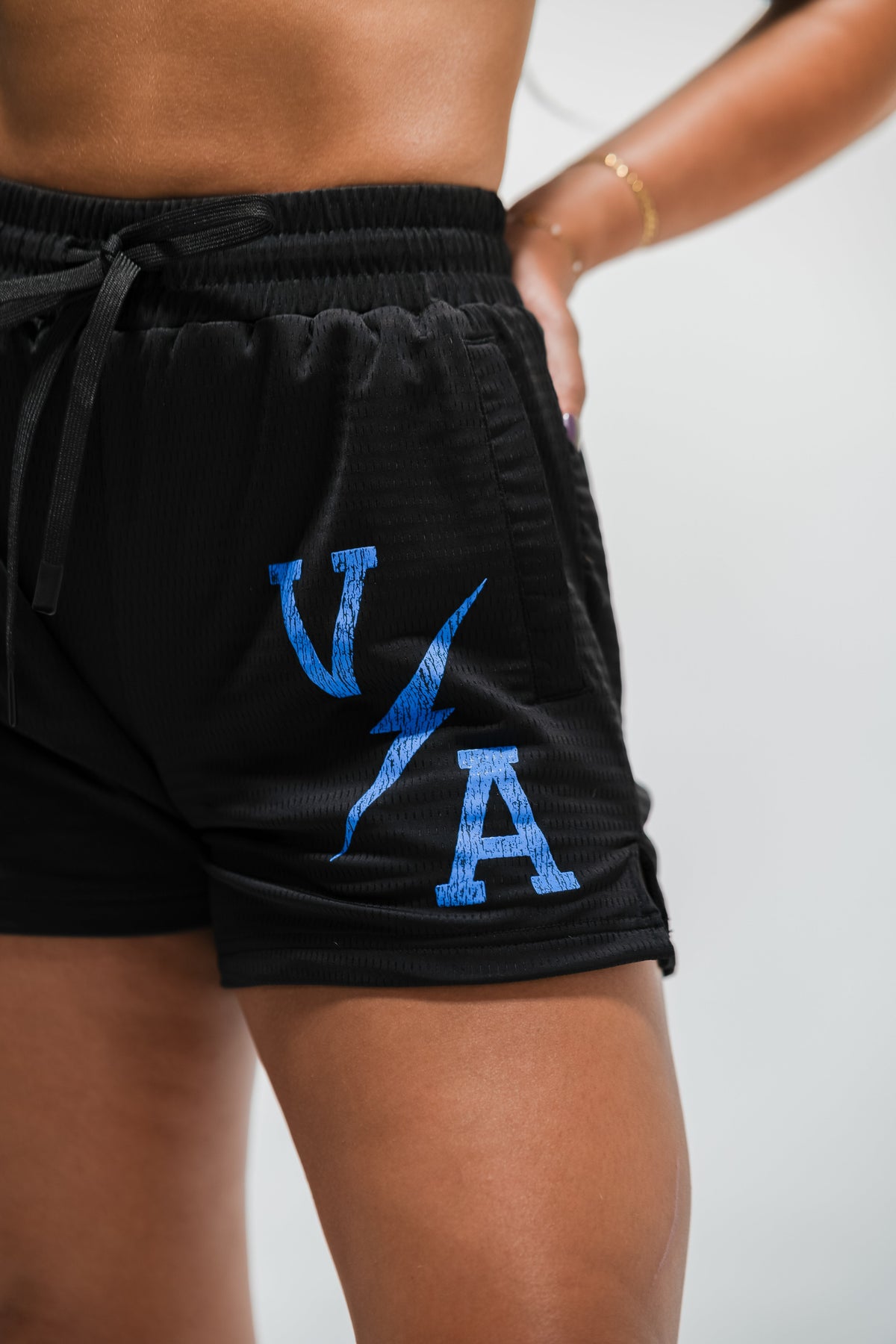 Combat Mesh Shorts 5" - Black/Distressed Baby Blue
