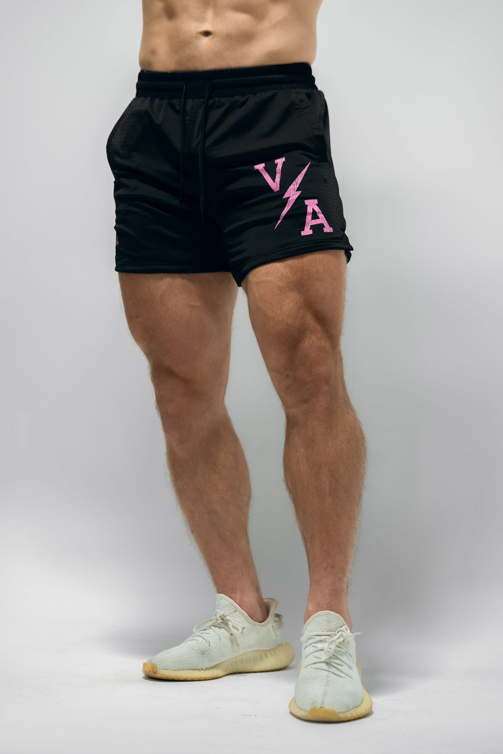 Combat Mesh Shorts 5" - Black/Distressed Hot Pink