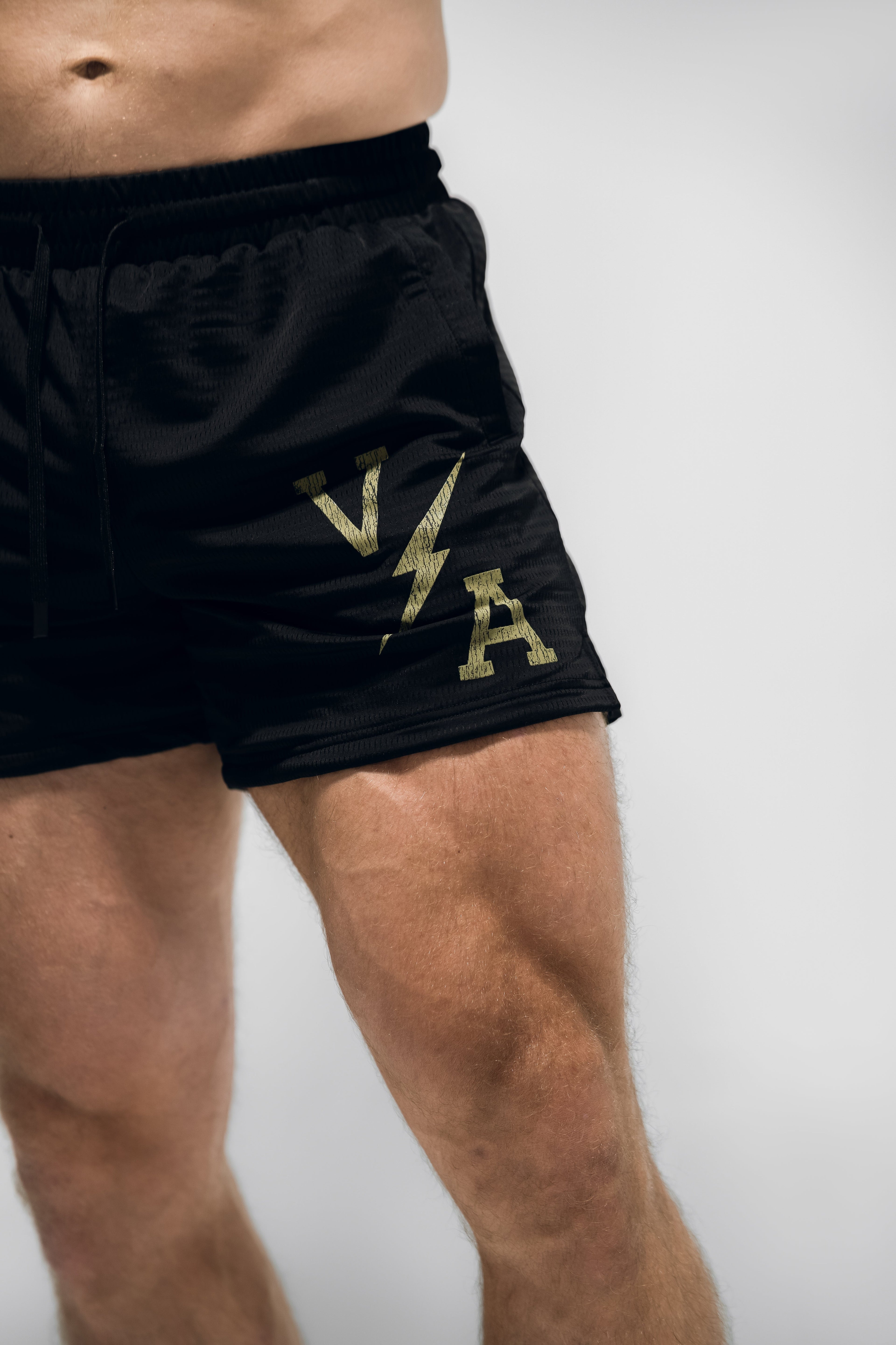 Combat Mesh Shorts 5" - Black/Distressed Olive