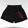 Combat Mesh Shorts 5" - Black/Distressed Red