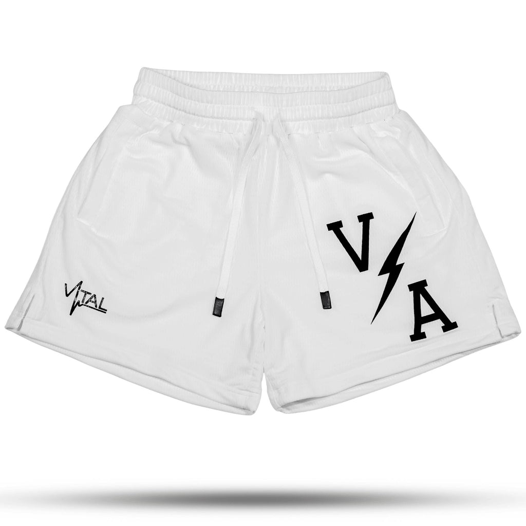 Combat Mesh Shorts 5" - White/Black Bolt Unisex