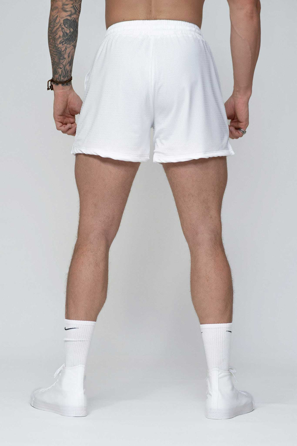 Combat Mesh Shorts 5" - White/Black Bolt Unisex
