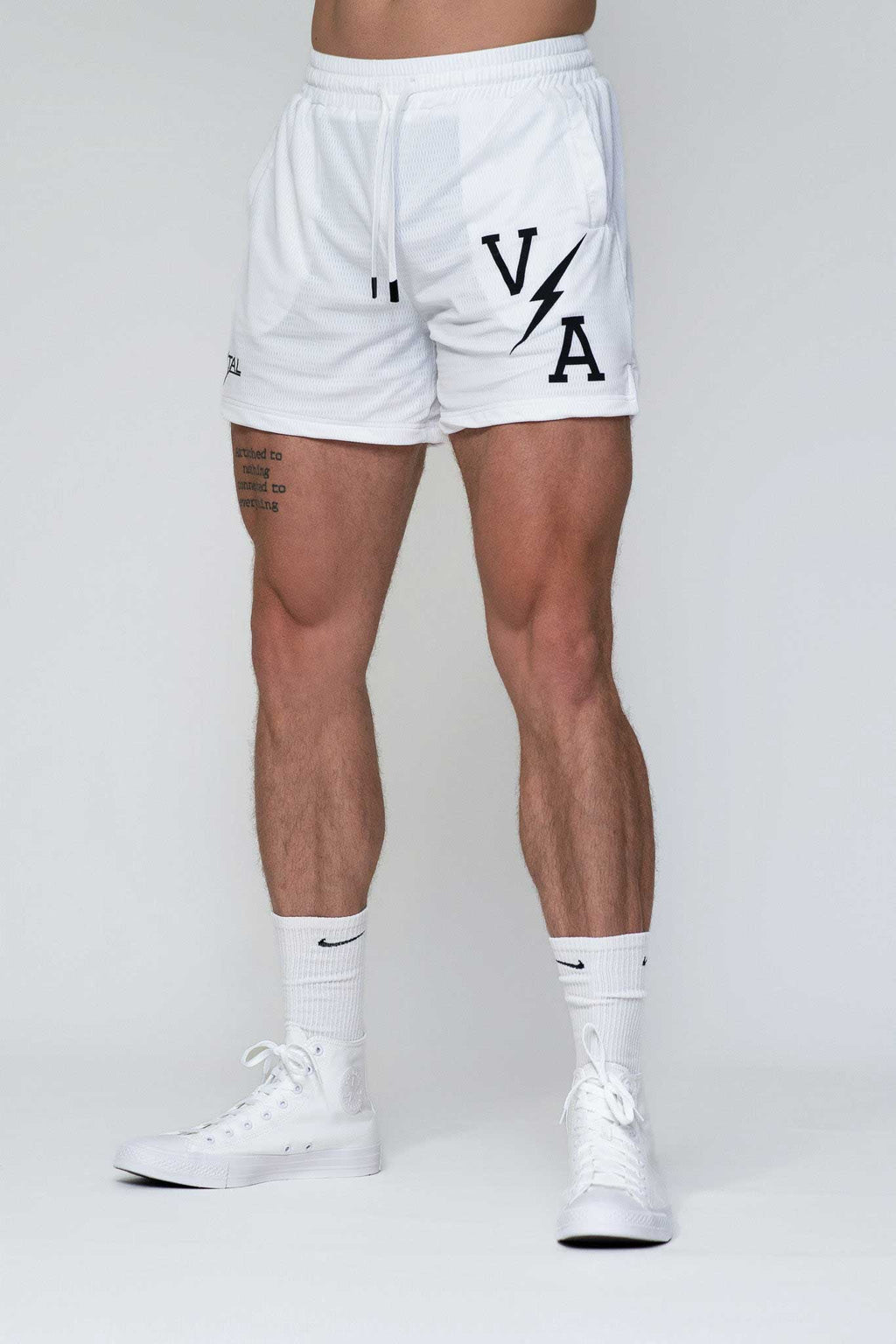 Combat Mesh Shorts 5" - White/Black Bolt Unisex
