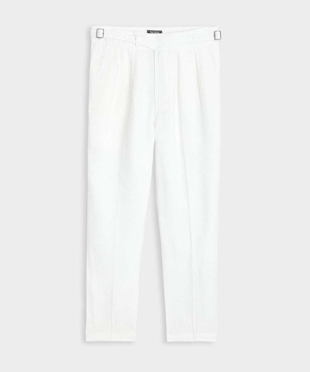 Irish Linen Gurkha Trouser in White