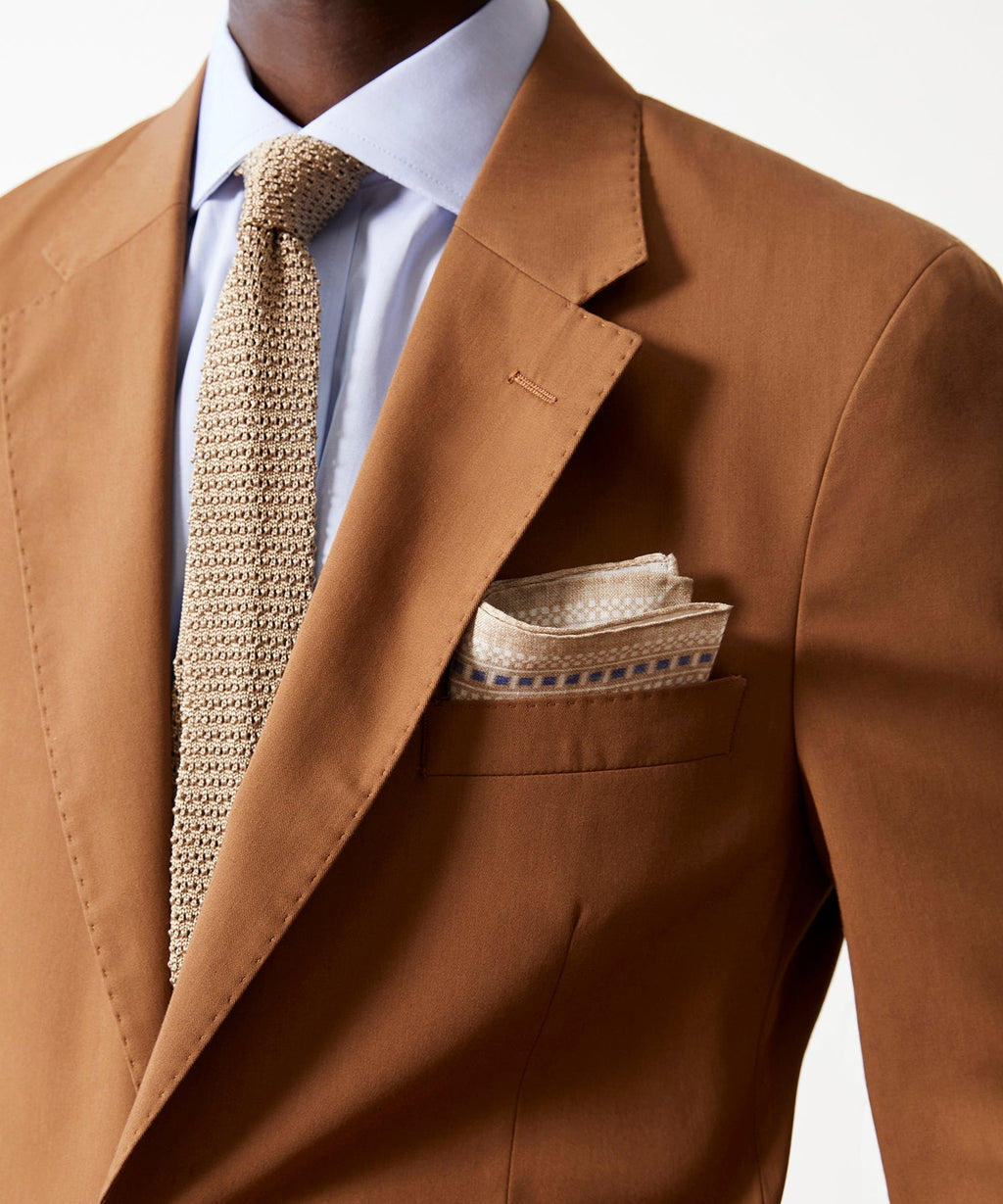 Italian Silk Knit Tie in Khaki