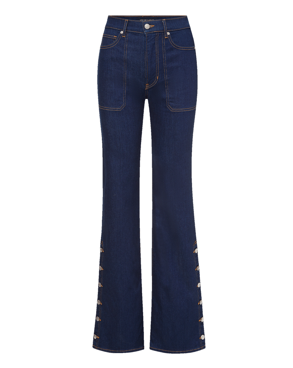 Crosbie Slim Wide-Leg Button-Seam Jean