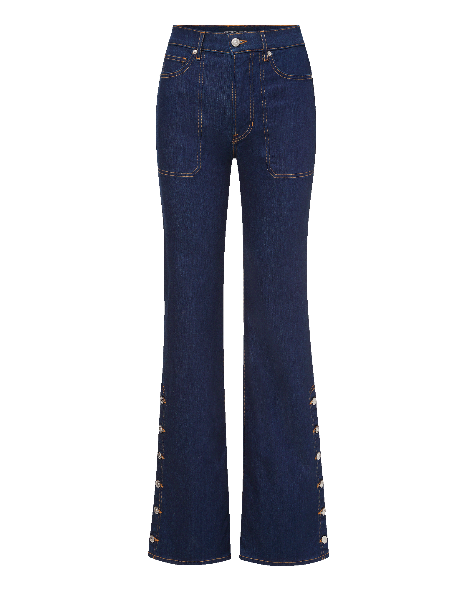 Crosbie Slim Wide-Leg Button-Seam Jean