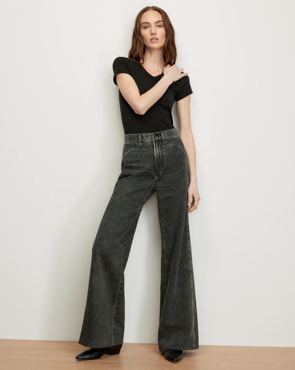 Grant Studded Wide-Leg Jean