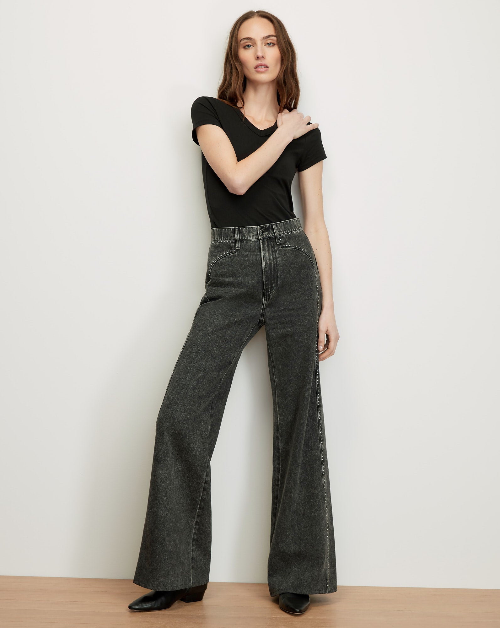 Grant Studded Wide-Leg Jean