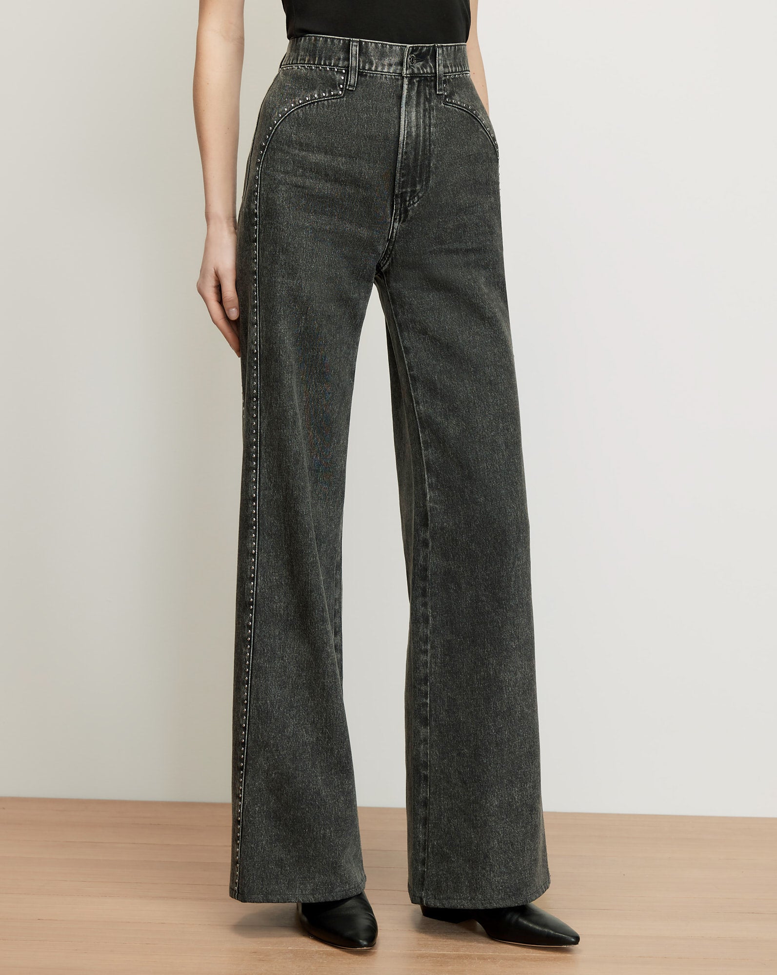 Grant Studded Wide-Leg Jean