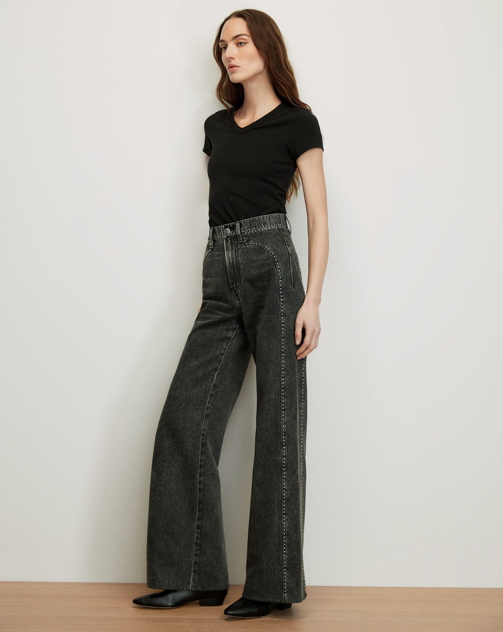 Grant Studded Wide-Leg Jean