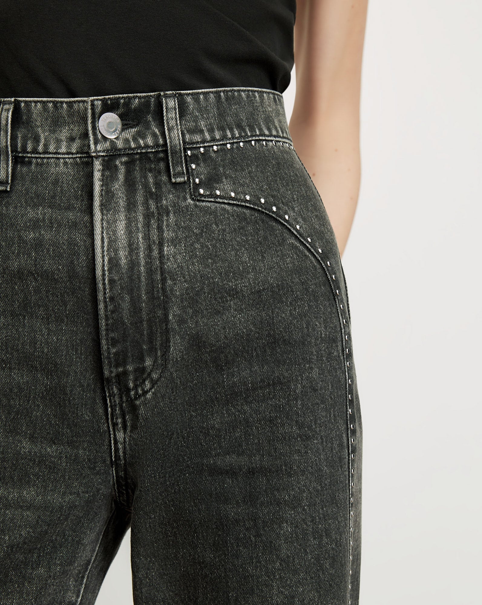 Grant Studded Wide-Leg Jean