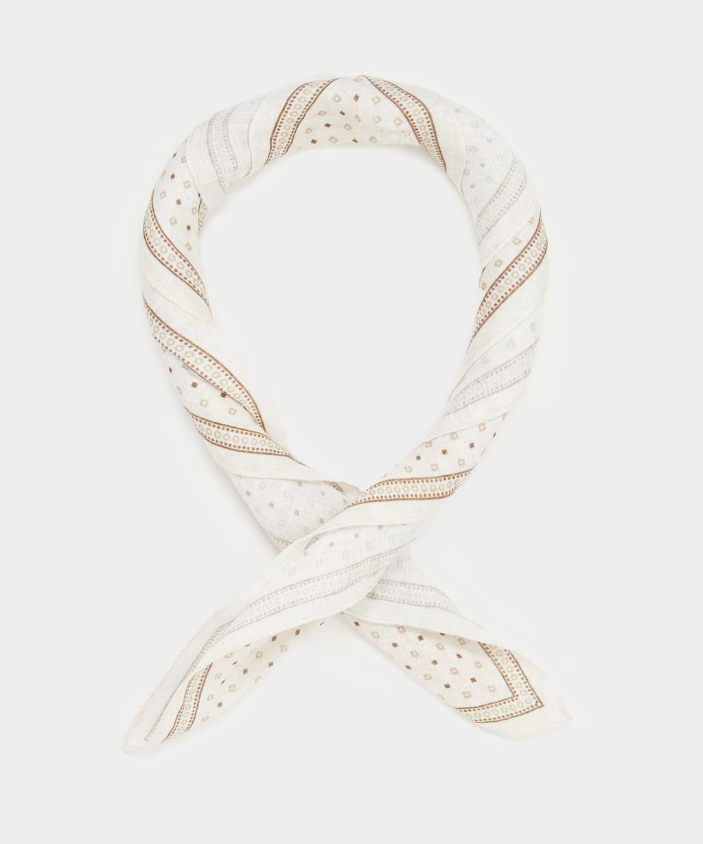Linen Geo Neckerchief in Cream