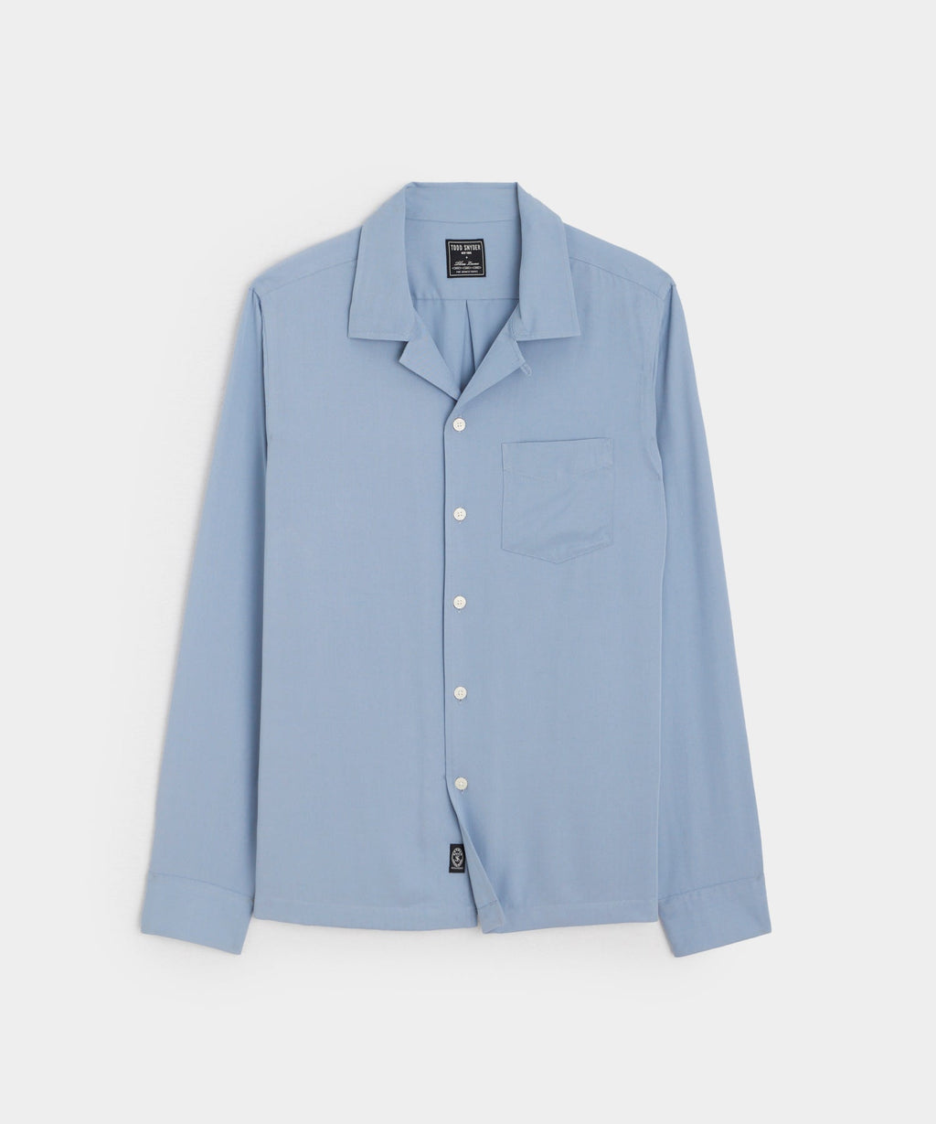 Slim Fit Rayon Hollywood Shirt in Steel Blue