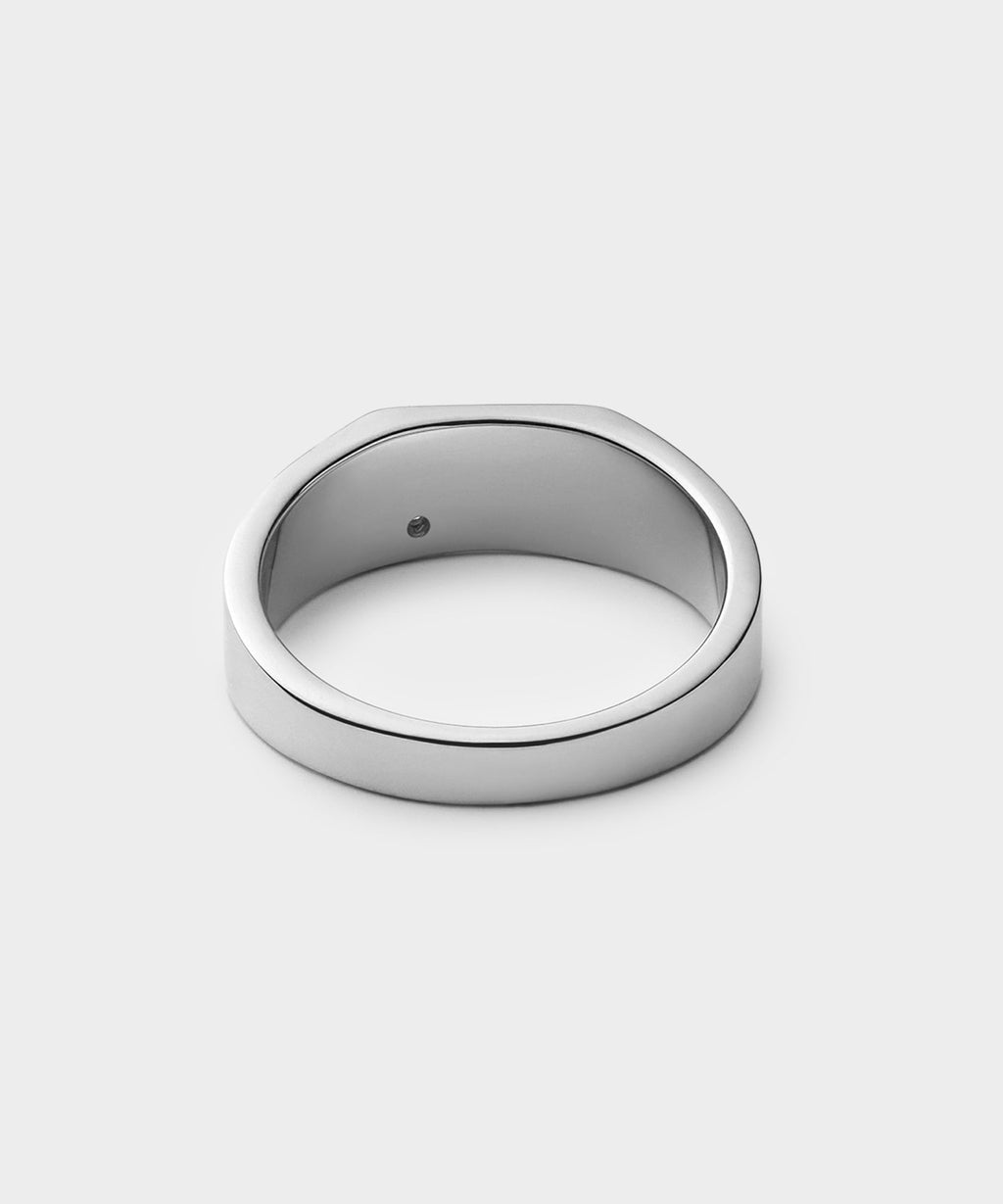 Miansai Sterling Silver Geo Signet Diamond Ring Diamond