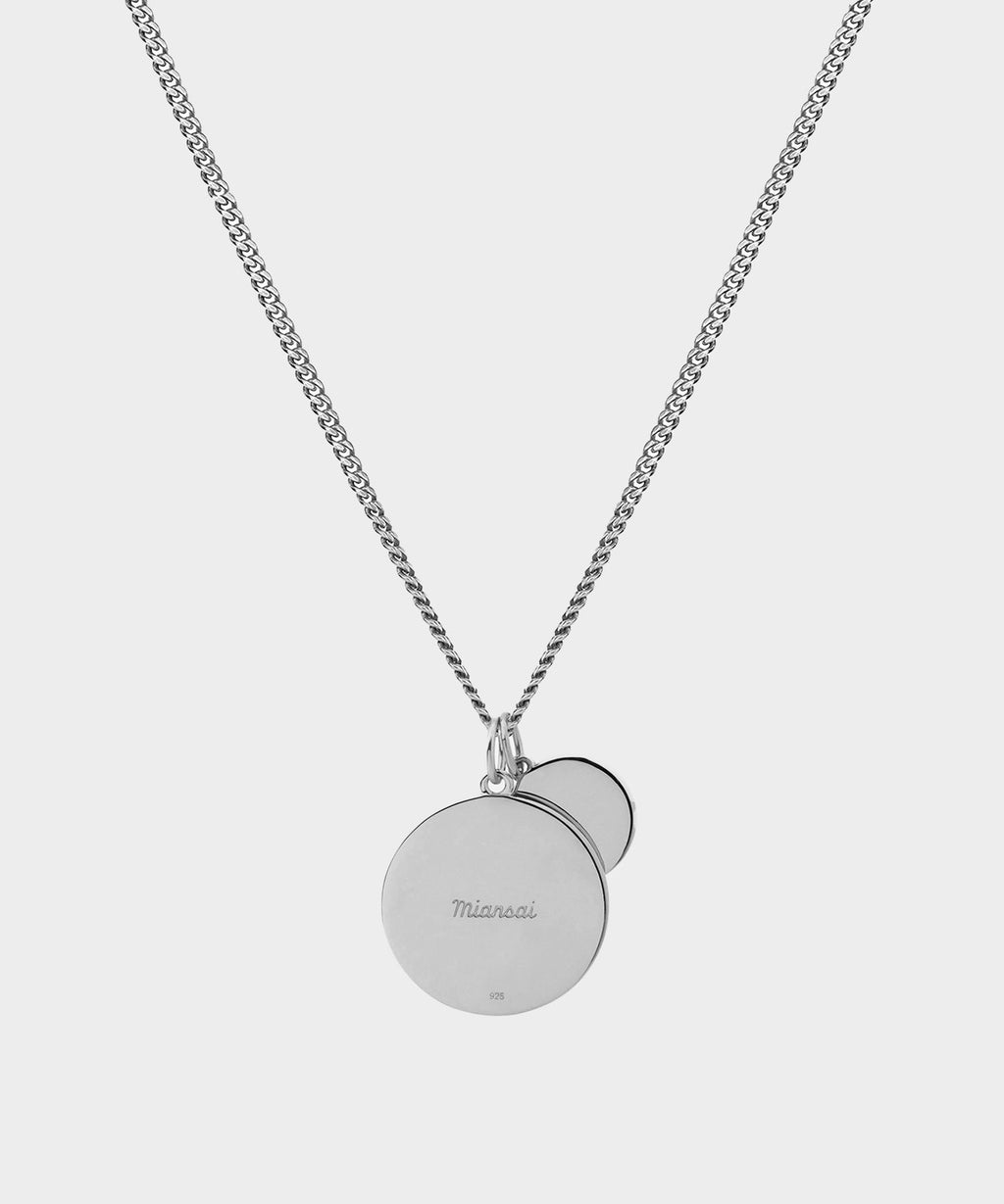 Miansai Saint Christopher Surf Necklace in Sterling Silver / Blue