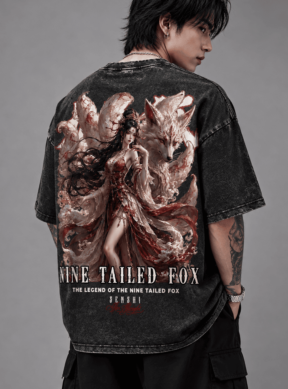 NINE TAILED FOX PREMIUM OVERSIZED VINTAGE TEE