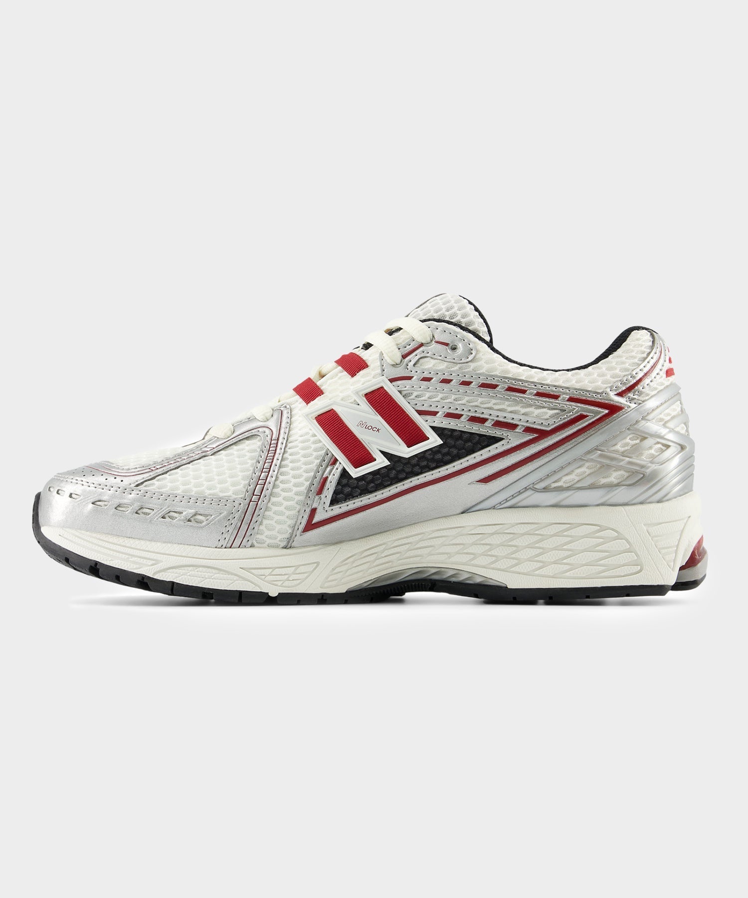 New Balance 1906R in Silver Metallic + Crimson