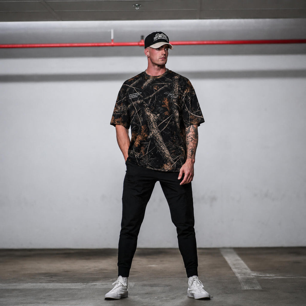 Oversized Pump Cover T-Shirt - Aspire Trust the Process Midnight Camo