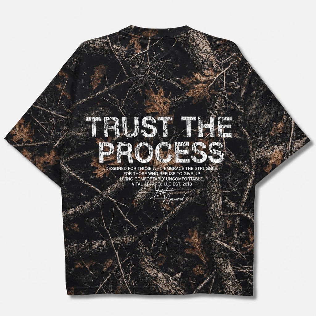 Oversized Pump Cover T-Shirt - Aspire Trust the Process Midnight Camo