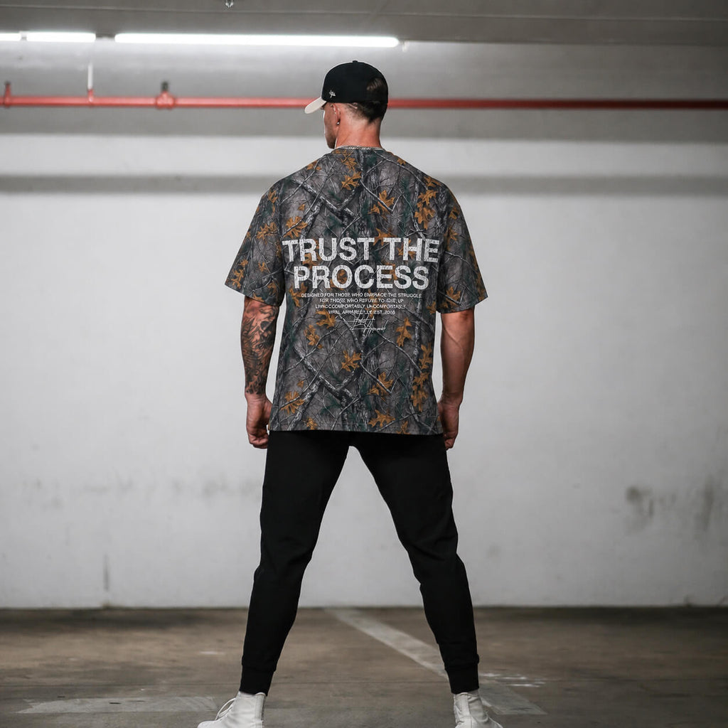 Oversized Pump Cover T-Shirt - Aspire Trust the Process/Forest Camo