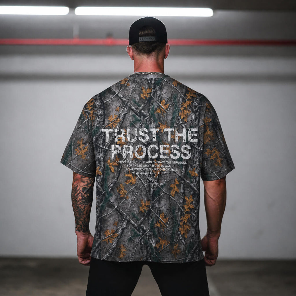 Oversized Pump Cover T-Shirt - Aspire Trust the Process/Forest Camo