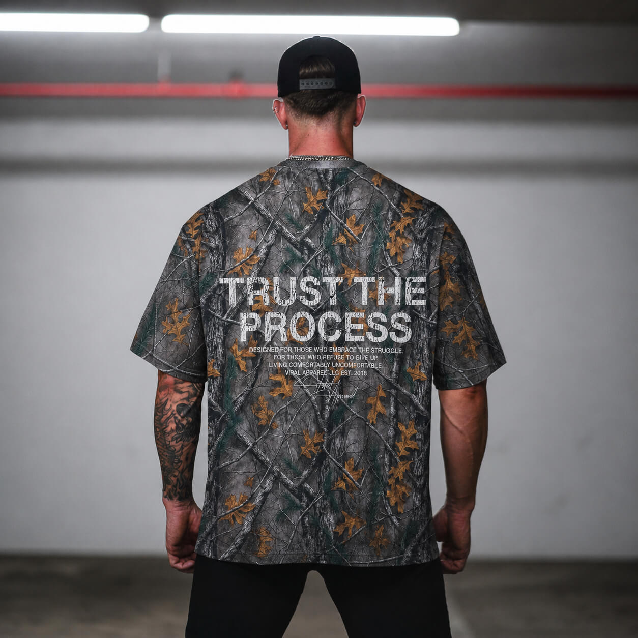 Oversized Pump Cover T-Shirt - Aspire Trust the Process/Forest Camo