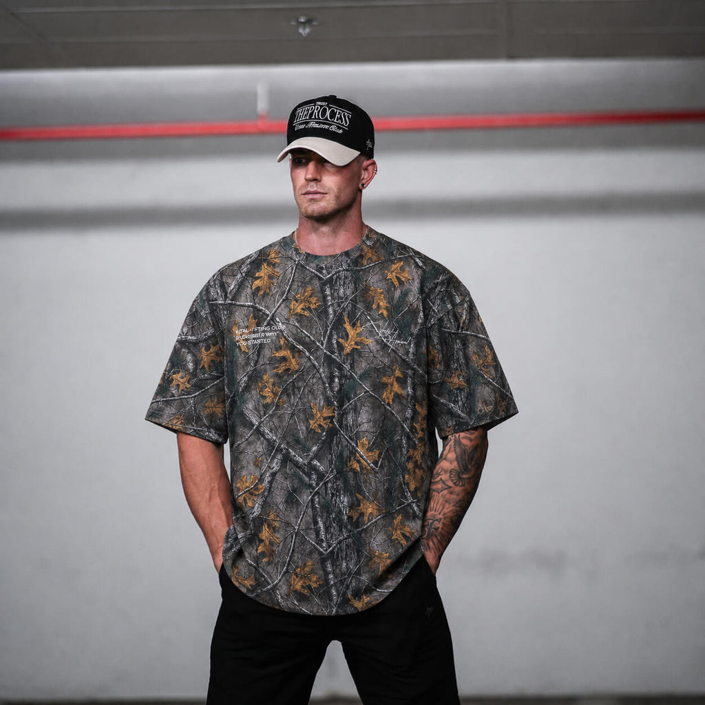 Oversized Pump Cover T-Shirt - Aspire Trust the Process/Forest Camo