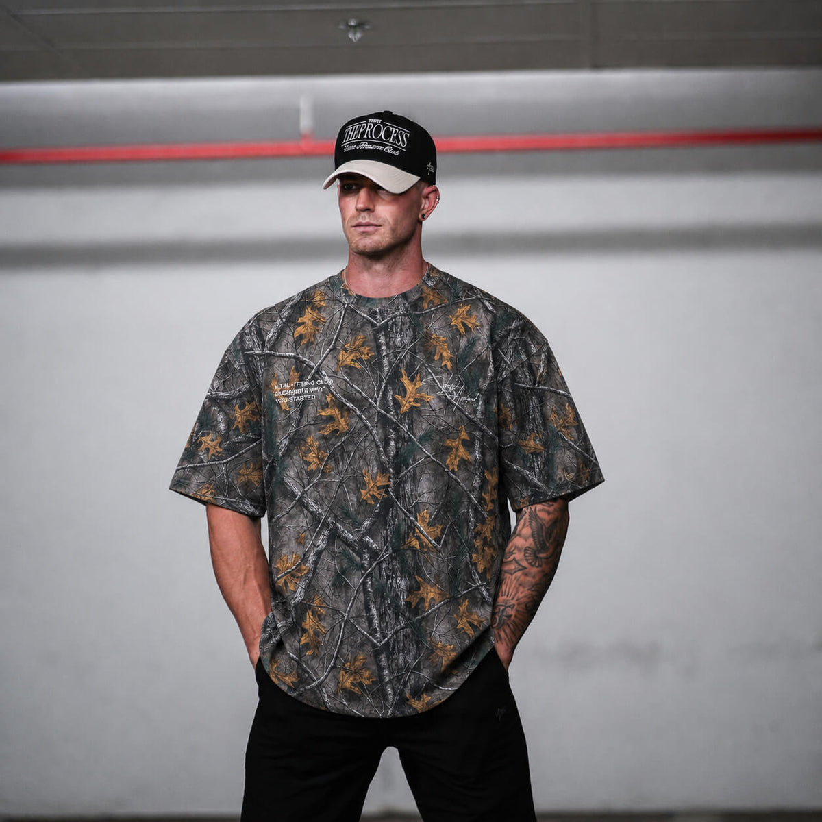 Oversized Pump Cover T-Shirt - Aspire Trust the Process/Forest Camo