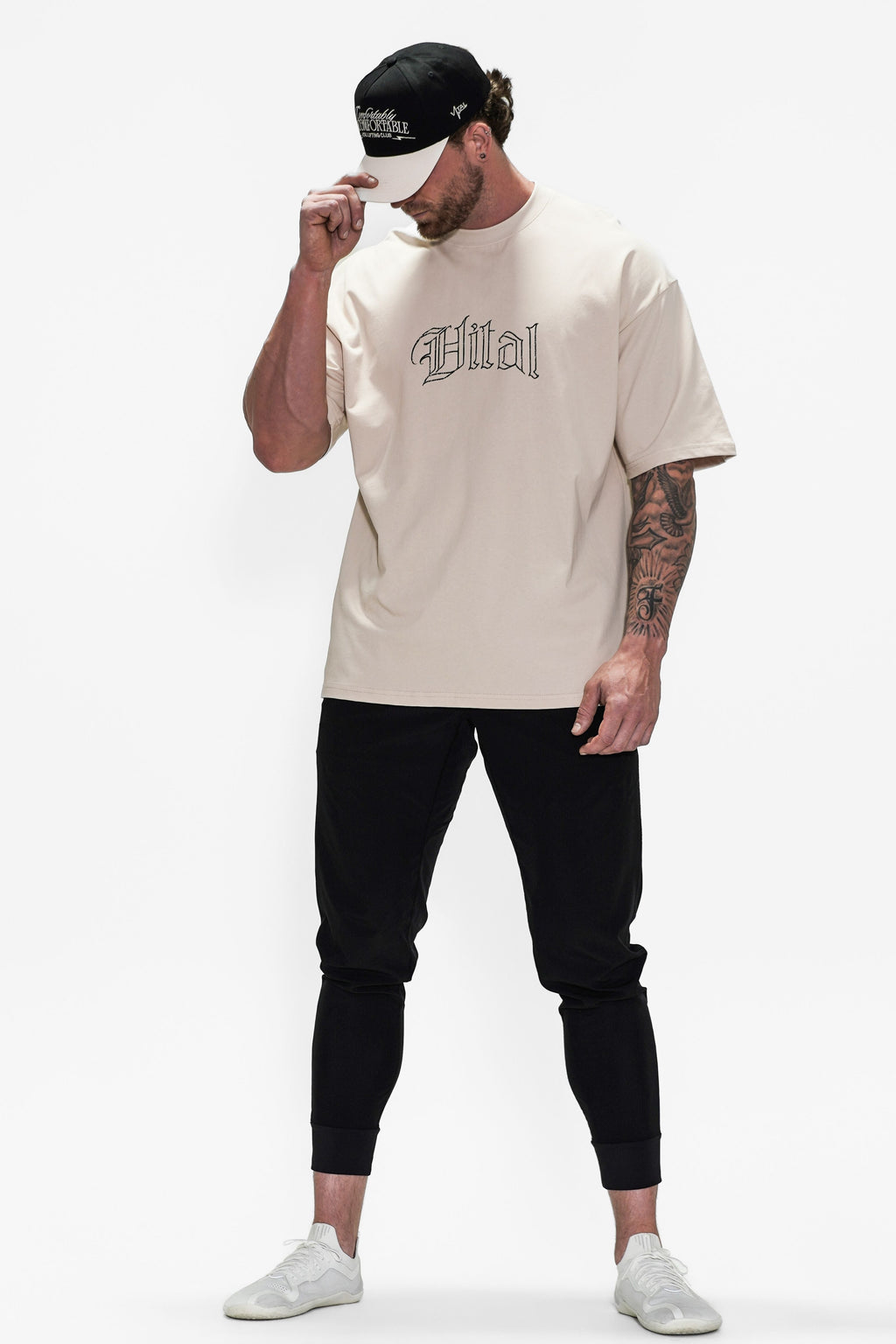Oversized Pump Cover T-Shirt - Beige Training Dept