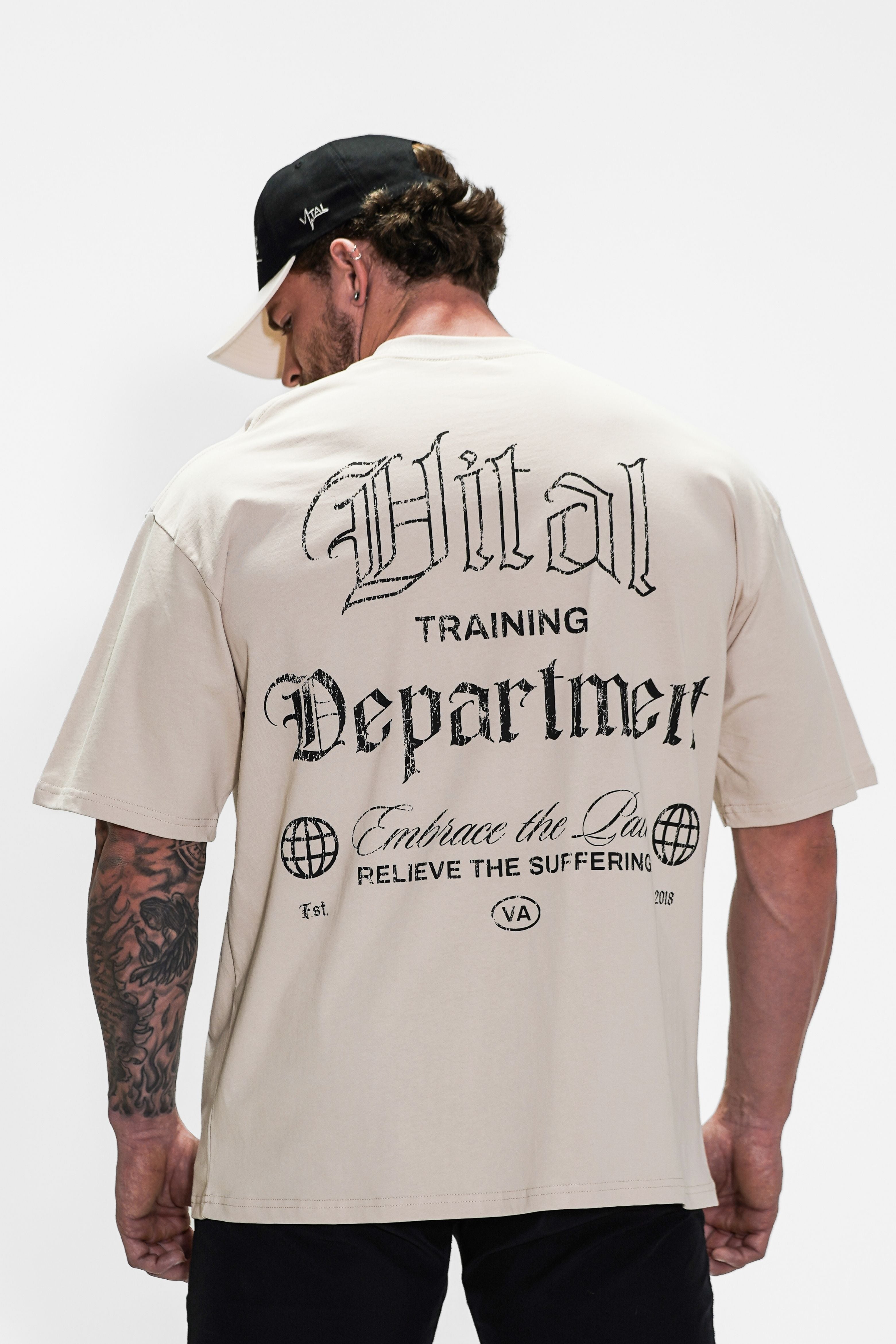 Oversized Pump Cover T-Shirt - Beige Training Dept