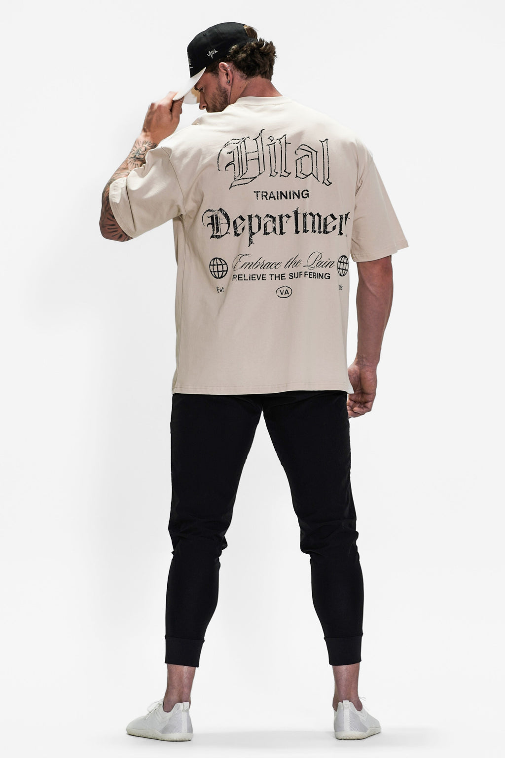 Oversized Pump Cover T-Shirt - Beige Training Dept