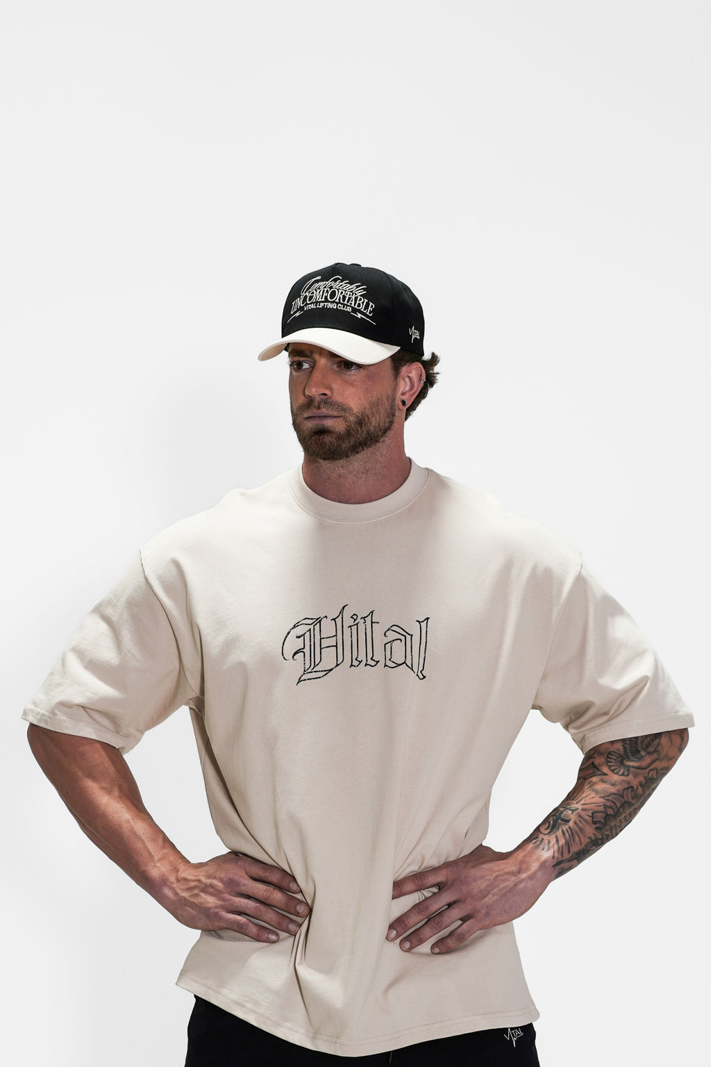 Oversized Pump Cover T-Shirt - Beige Training Dept